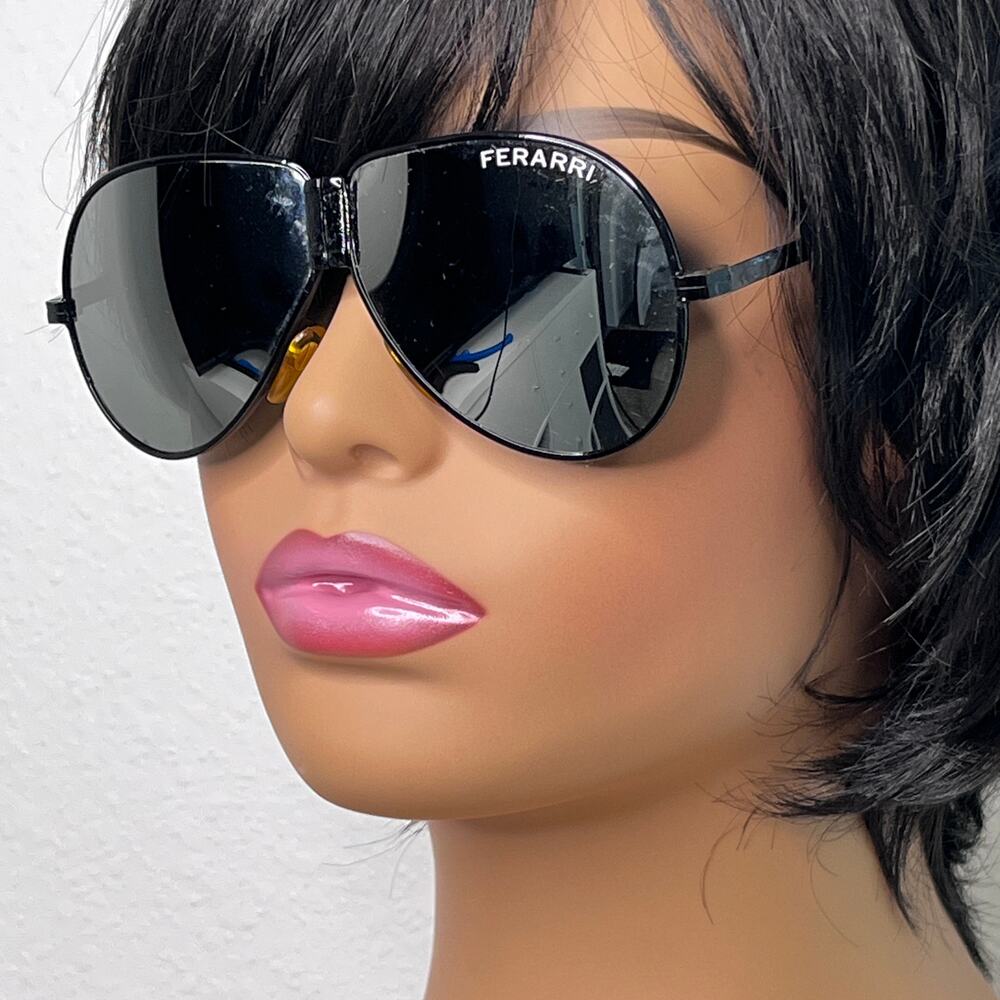 Vintage 1980s FERRARI Folding Aviator Sunglasses Mirror Lenses with Case